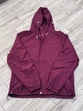 INfashion AND Women's Burgundy Windbreaker/Rain Jacket, Hooded, Size 5XL, NWOT
